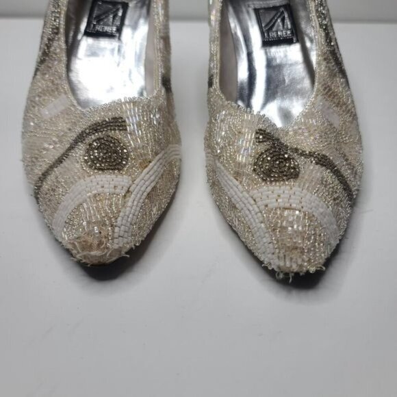 Vintage 1980s J. Renee Beaded Formal Wedding High Heels size 9 M - Picture 3 of 16